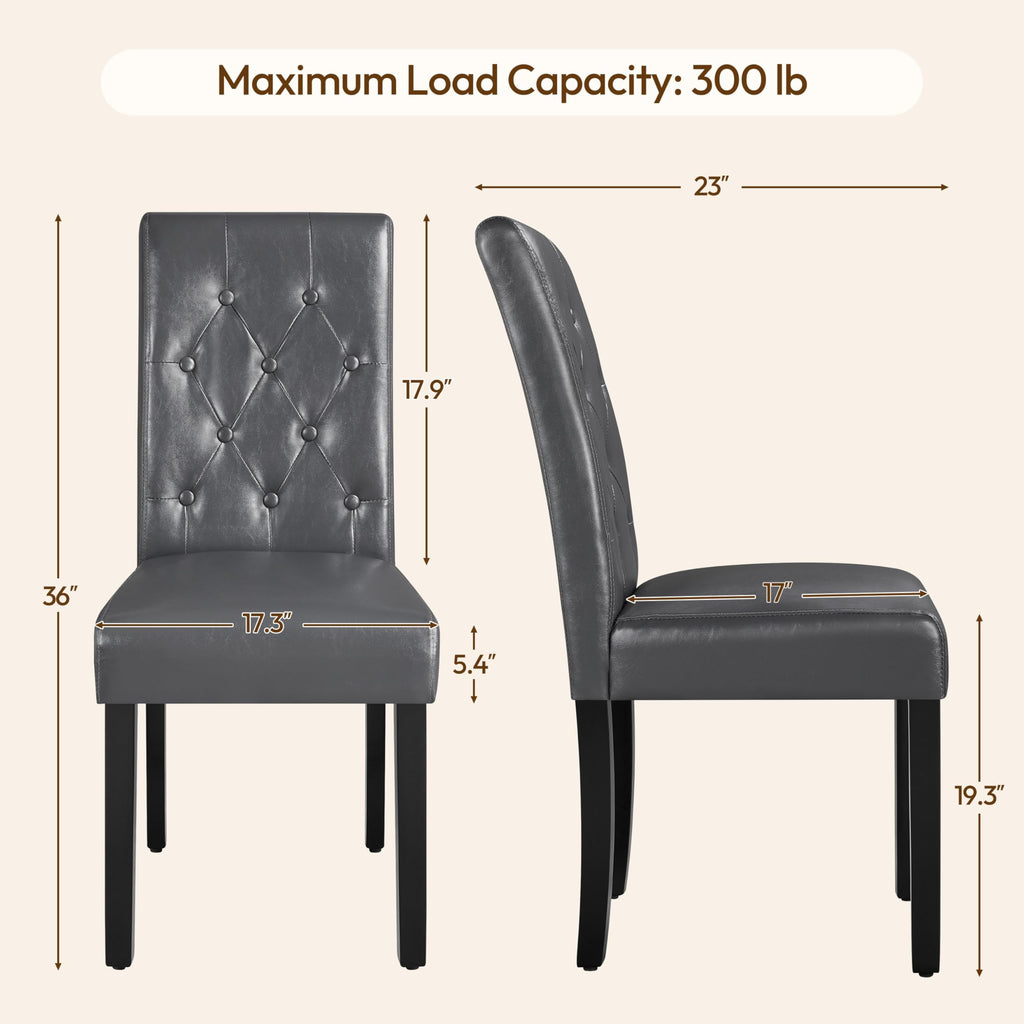 Dining Chairs Set of 2 Tufted Gray N4671