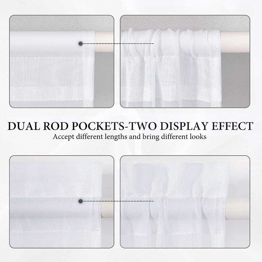 White 25 x 72 Inches Sidelight Sheer Curtains P5712