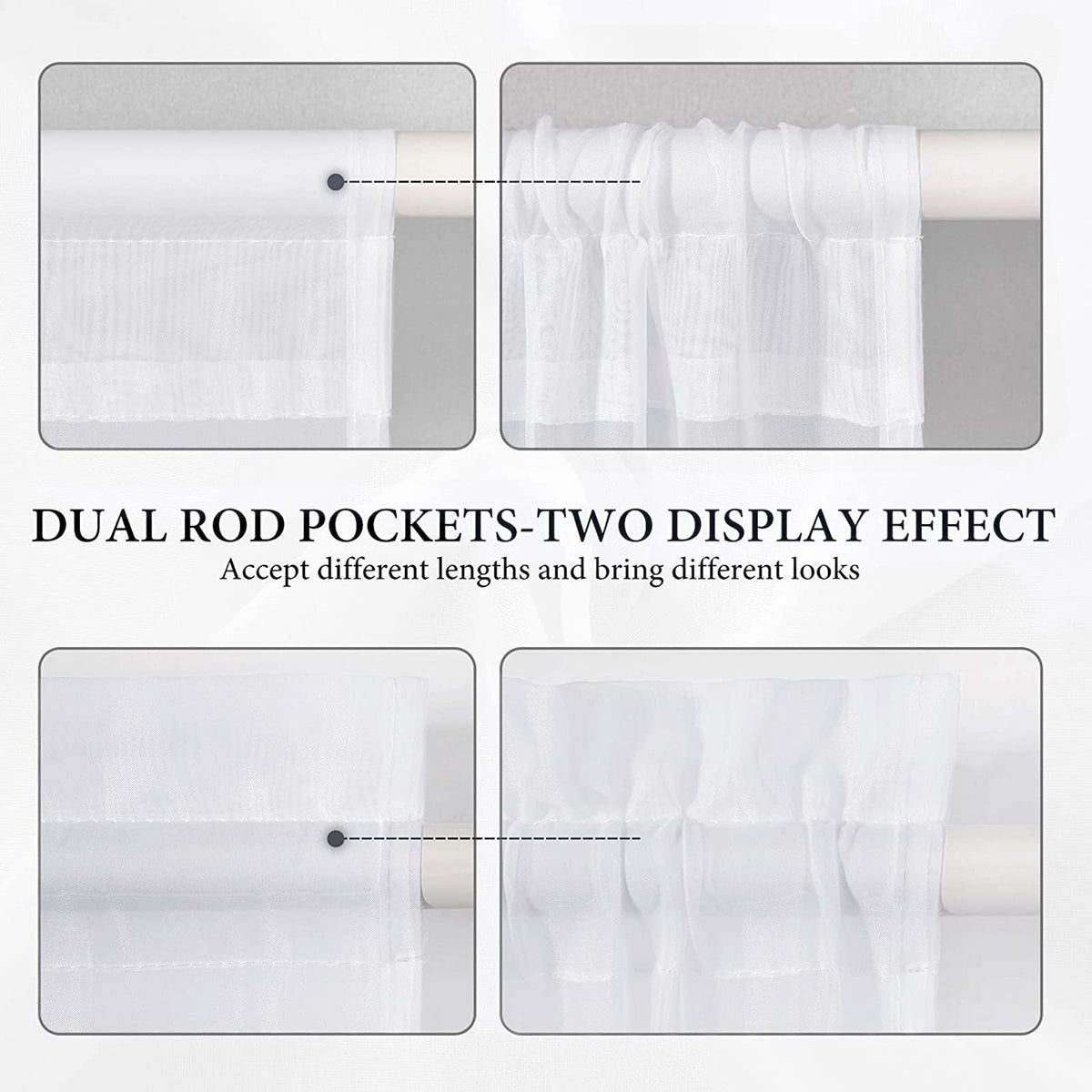 White 25 x 72 Inches Sidelight Sheer Curtains P5712