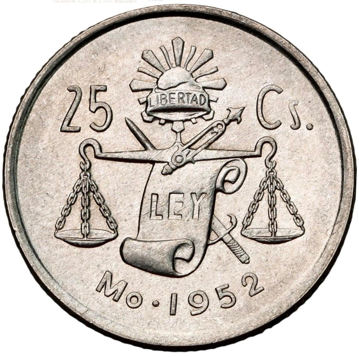 1950-1953 25 Centavos Silver Mexican Coin A51570