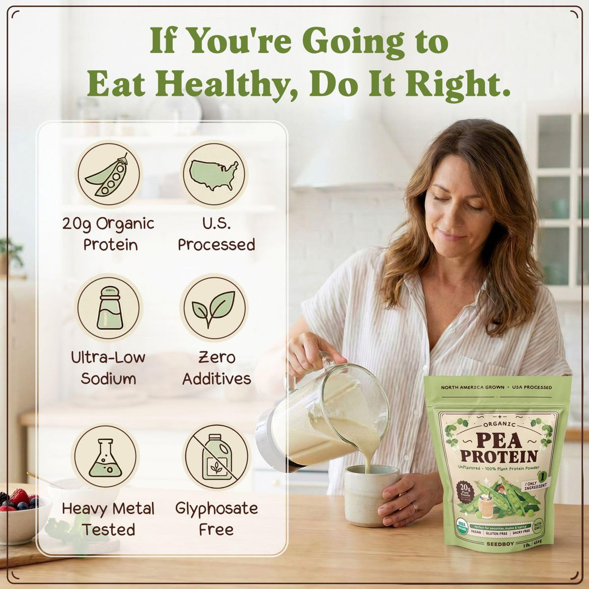 Organic Non-GMO Pea Protein Powder 1 lb Bag P805