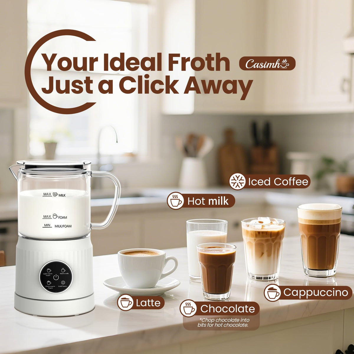 4-in-1 Electric Milk Frother and Steamer 13.52oz X7558