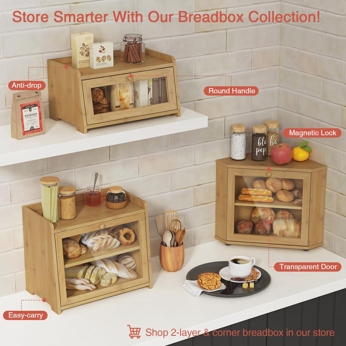 Wood Bread Box with Window Y685