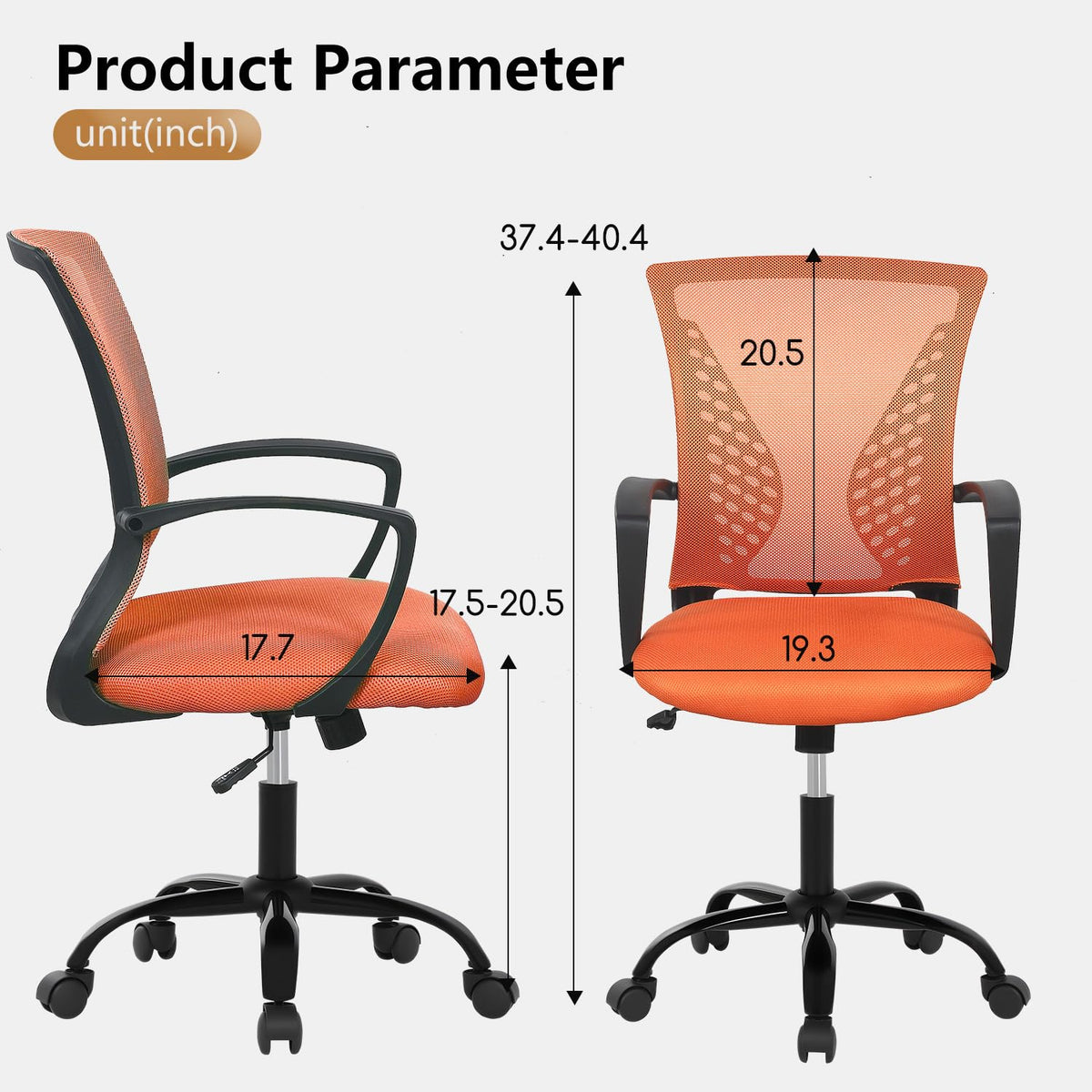 Orange Mesh Ergonomic Office Chair with Lumbar Support and Armrest V518105