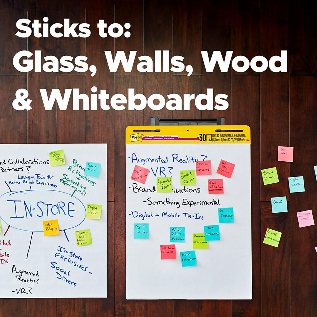 Super Sticky Wall Easel Pad, 25" x 30", 20 Sheets/Pad, 6 Pads/Pack A876918