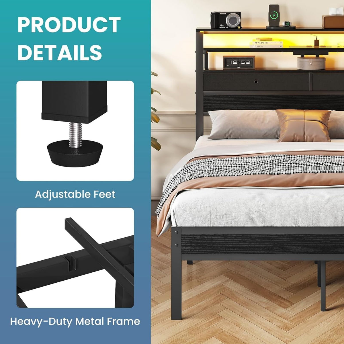 Full Bed Frame with Storage Z6517