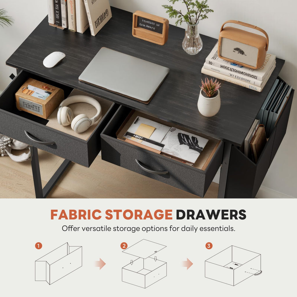 32" Black Computer Desk with Drawers I3938