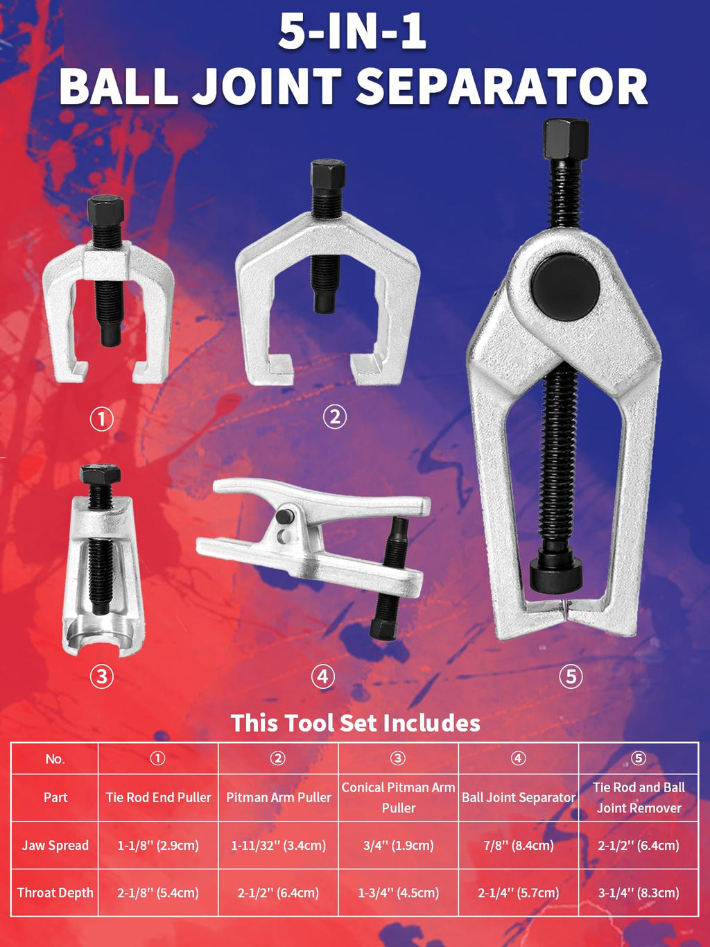 5 PCS Ball Joint Separator Front End Service Tool Kit C358