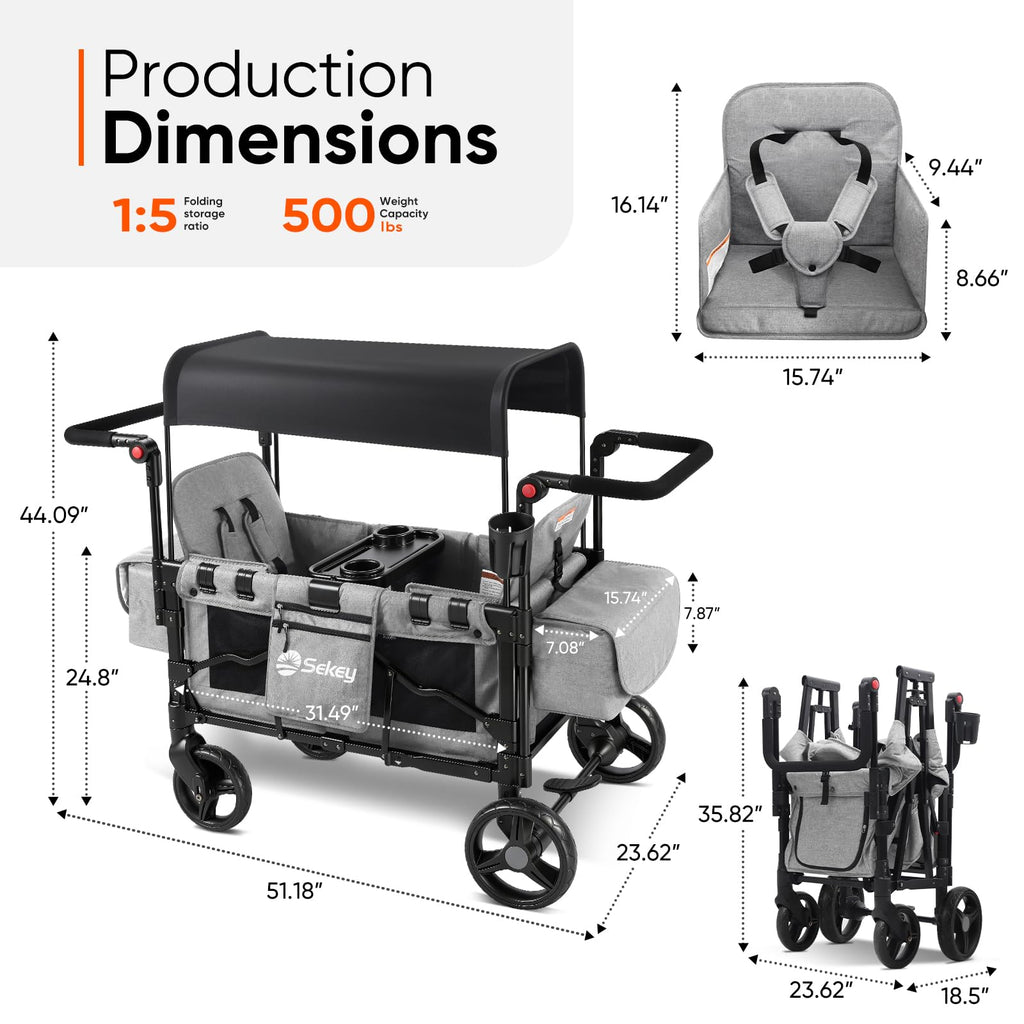 4-in-1 Wagon Stroller with Convertible Seats and Canopy U7234
