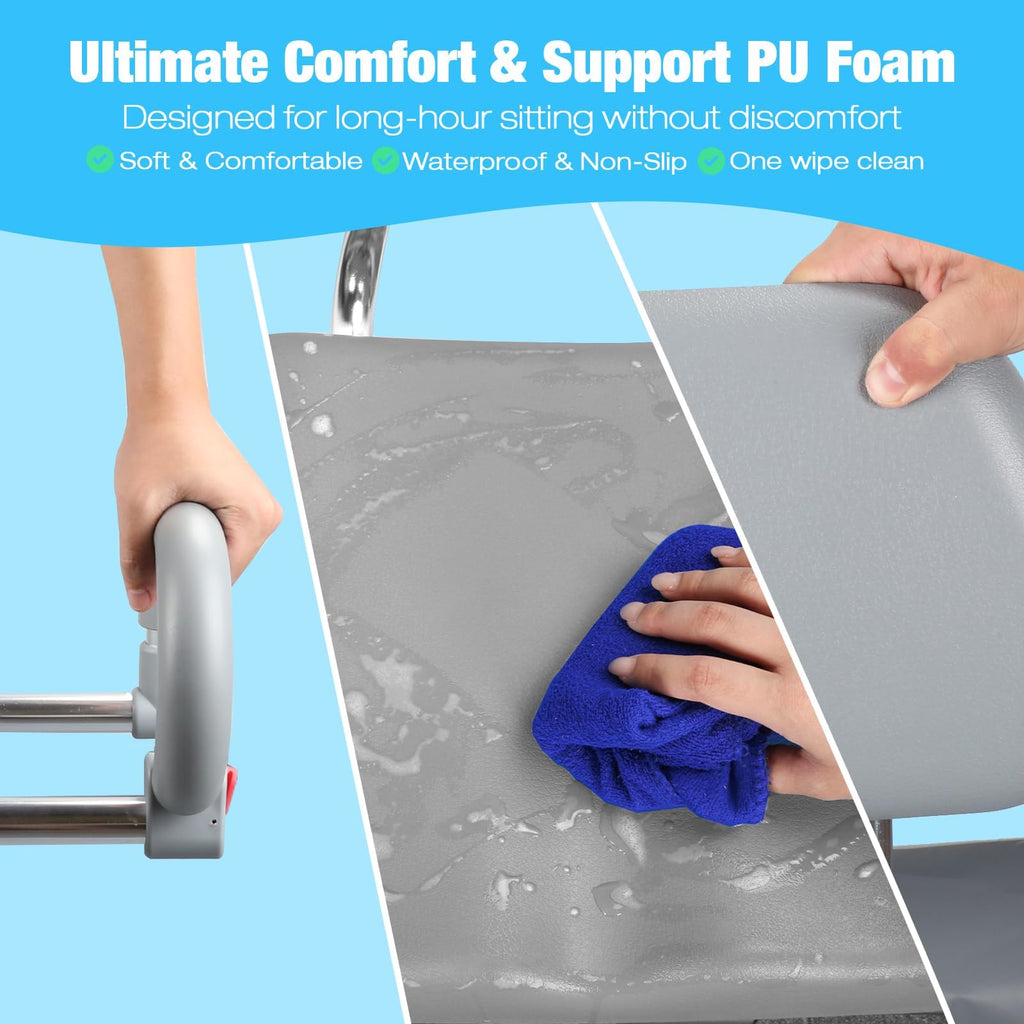 Sliding Shower Chair Tub Transfer Bench with Swivel Seat, 450lbs, Adjustable Height, Gray H229