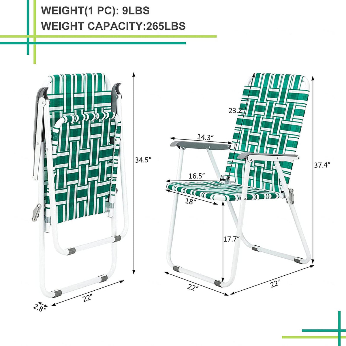 Folding Webbing Chair Set, 2 Pack P567