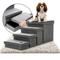 Foldable Grey 4 Steps Dog Stairs with Cushion D393