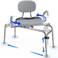 Sliding Shower Chair Tub Transfer Bench with Swivel Seat, 450lbs, Adjustable Height, Gray H229