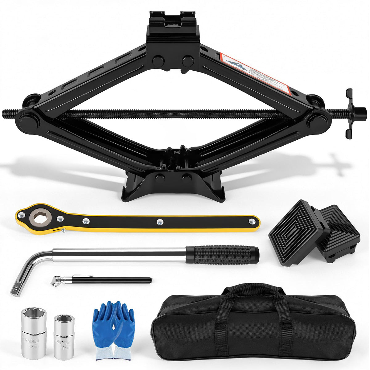 2 Ton Scissor Jack with 2 Rubber Pads O75029