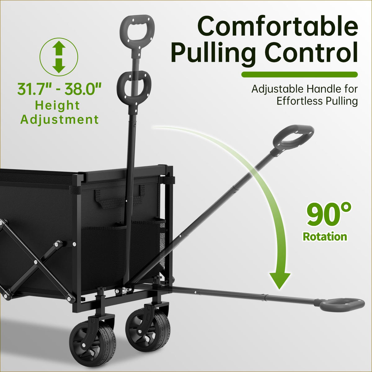 34" Extra Long Collapsible Wagon Cart, 360LBS Capacity, Black F633
