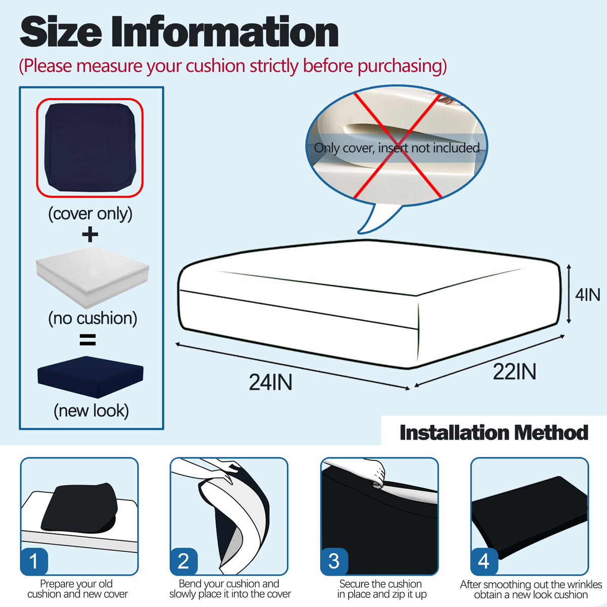 24x22 inch 4 Pack Sofa Cushion Cover C1630