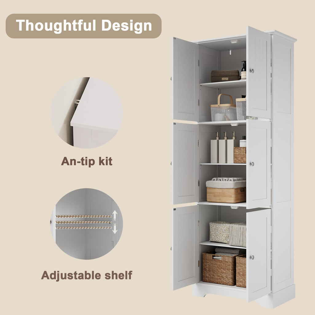 63.2" Tall Bathroom Storage Cabinet with 6 Doors F81378