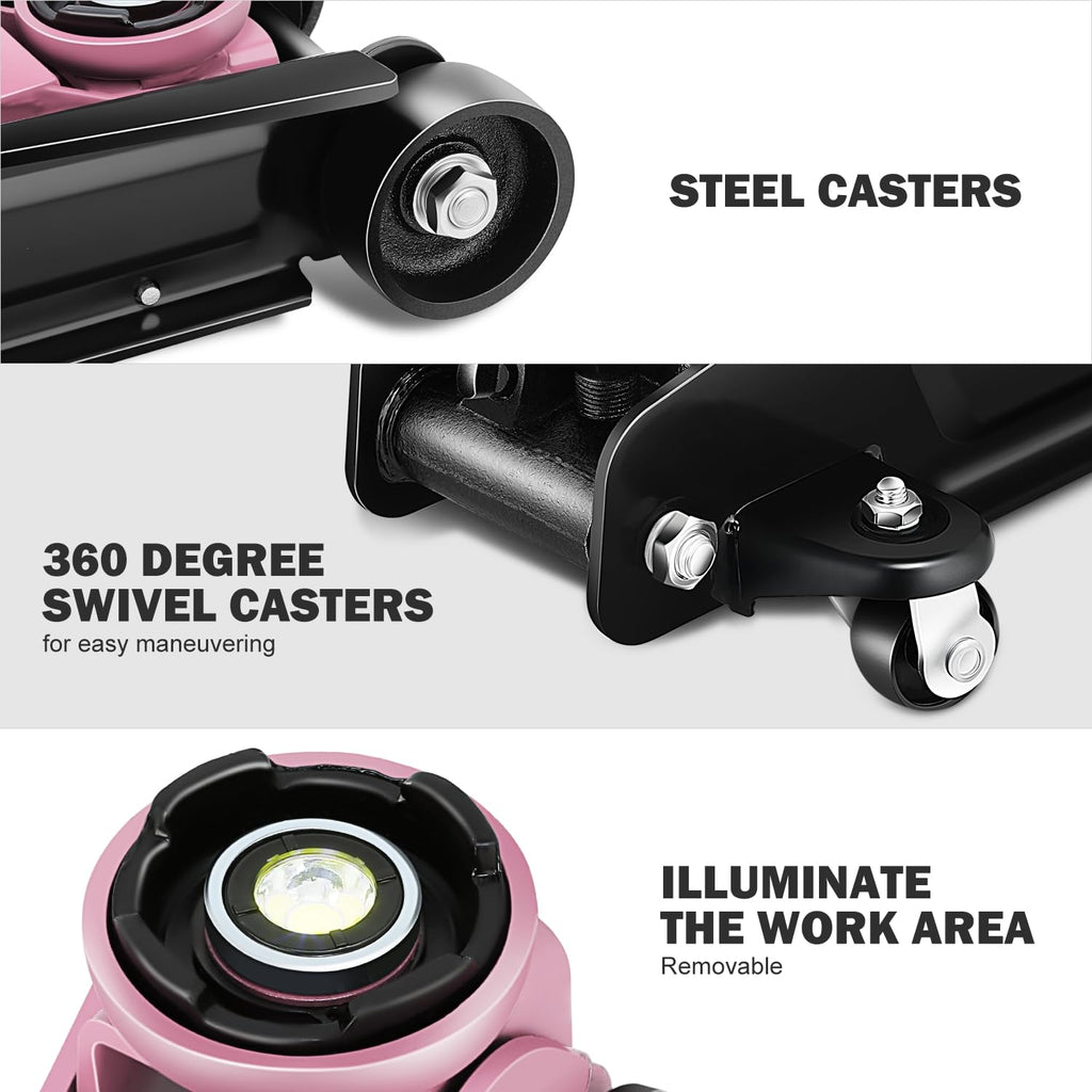 Low Profile Hydraulic Trolley Floor Jack 2.5 Ton Pink Z252519