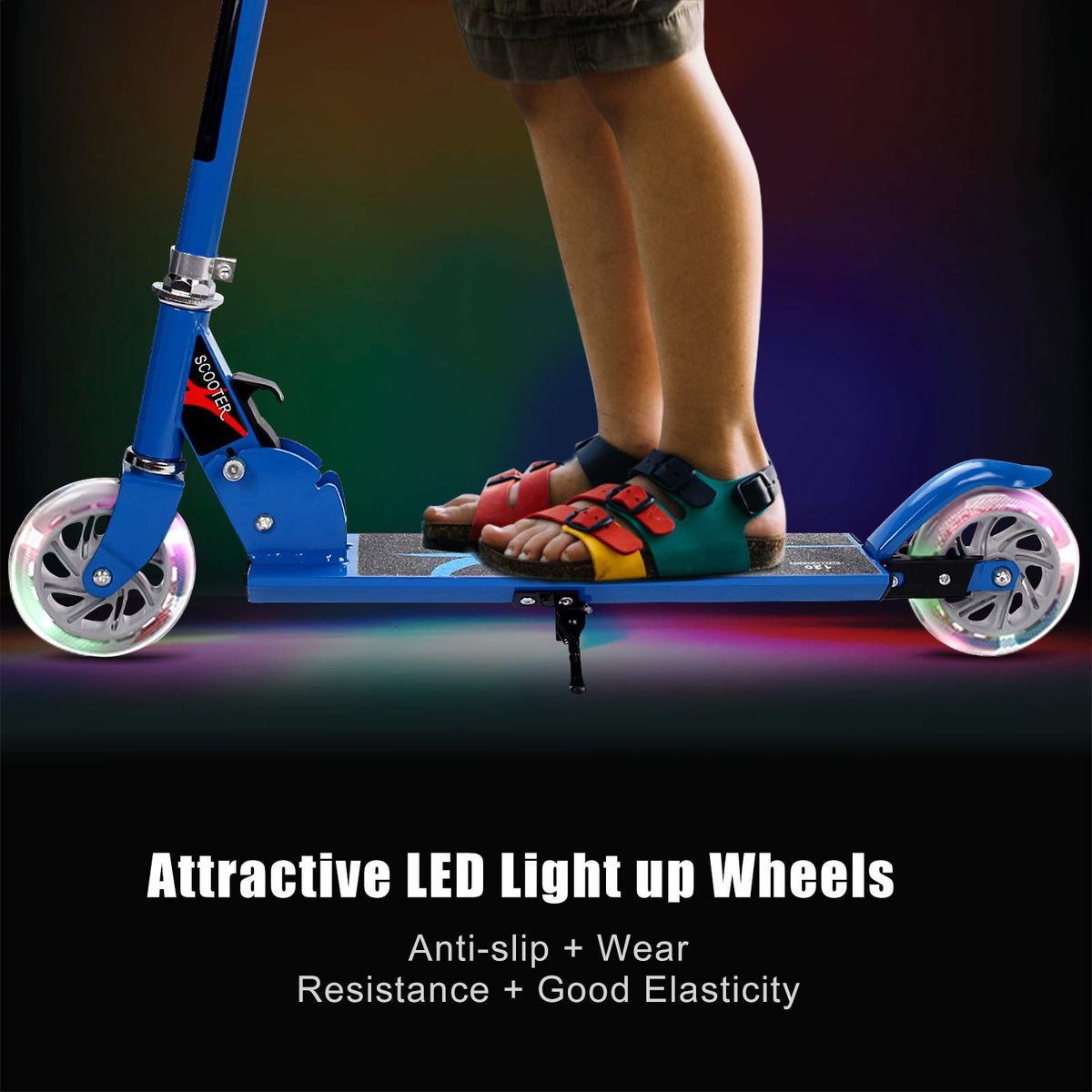 Folding Kick Scooter with 2 Flash Wheels X11861