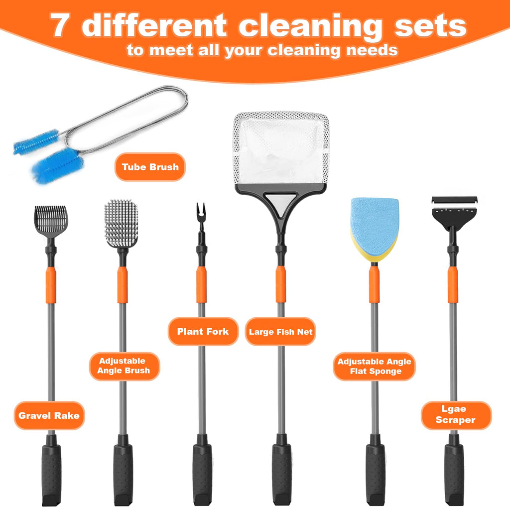 7-in-1 Aquarium Cleaning Tool with Telescopic Handle S41270