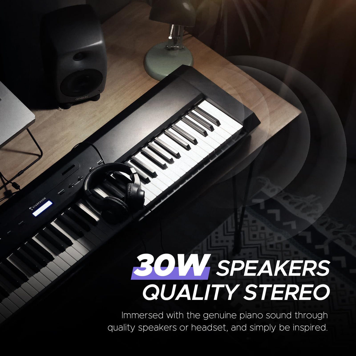 88 Key Full-Weighted Digital Piano with Triple Pedal W9090