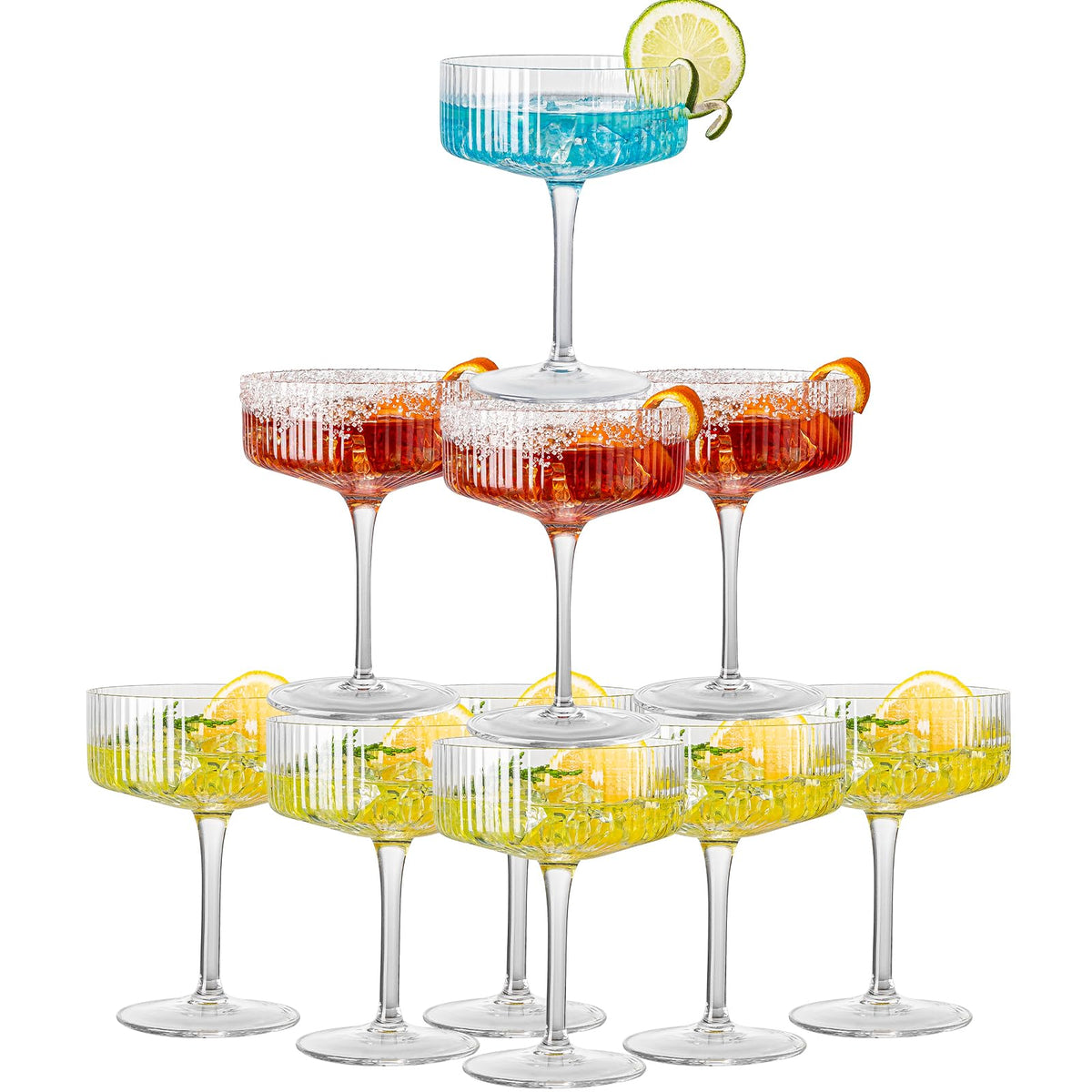12 Pcs 10oz Acrylic Stem Cocktail Glassware Set R462012