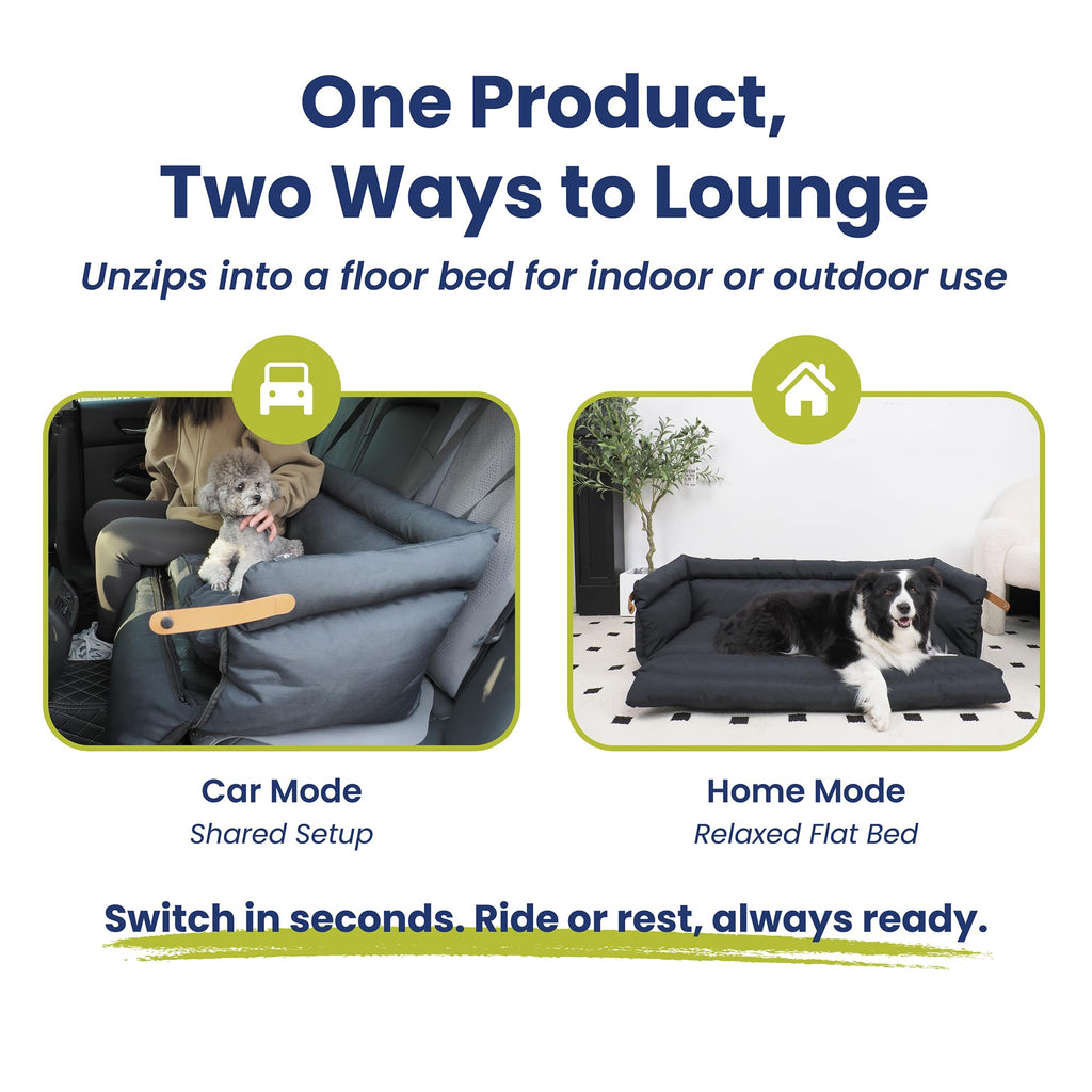 2-in-1 Pet Car Seat & Convertible Travel Dog Bed, XL, Black O8197