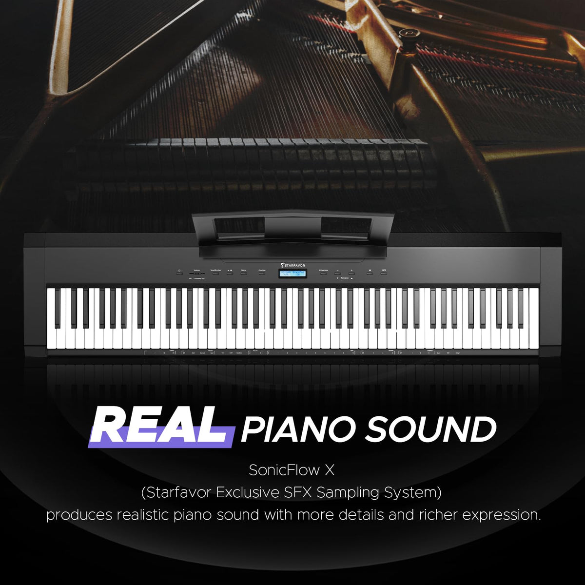 88 Key Full-Weighted Digital Piano with Triple Pedal W9090