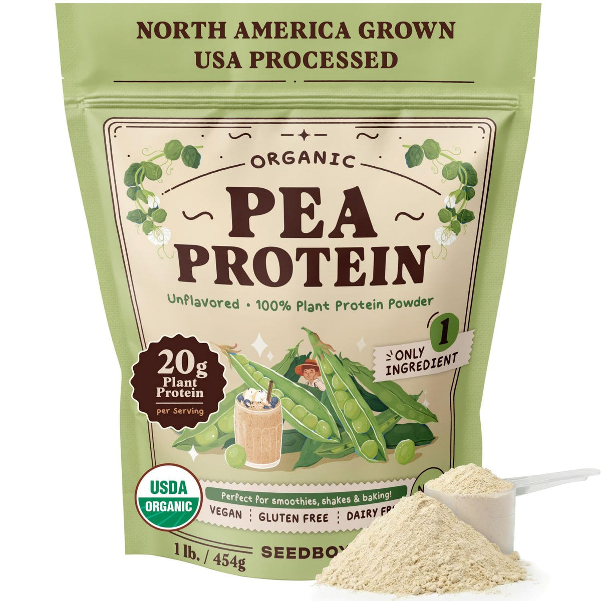 Organic Non-GMO Pea Protein Powder 1 lb Bag P805