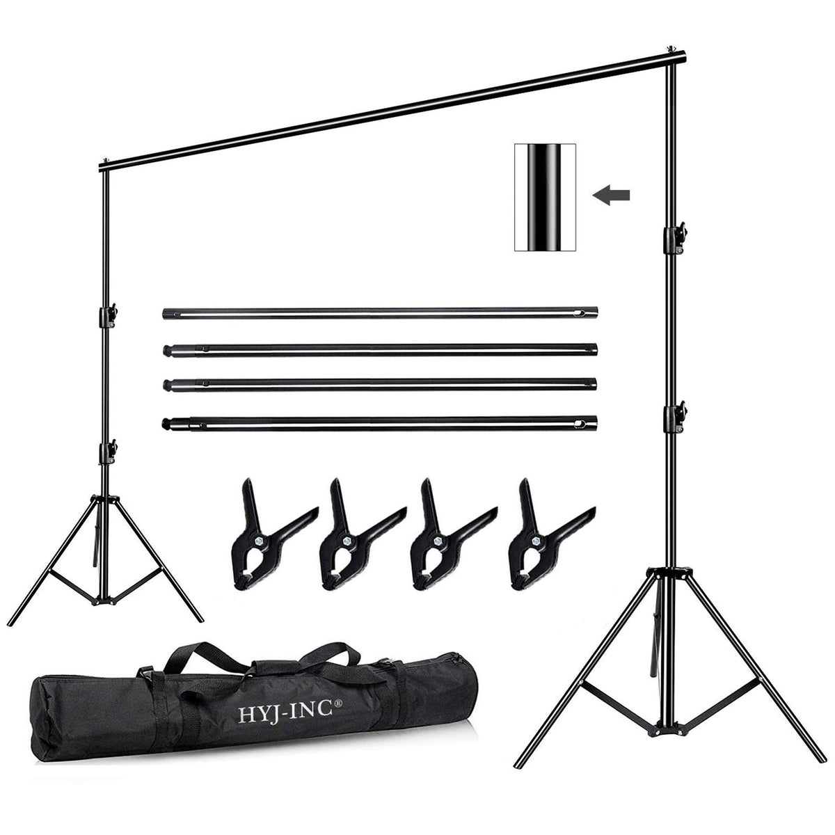 12ft x 10ft Adjustable Photography Backdrop Stand Kit with Carry Bag R95234
