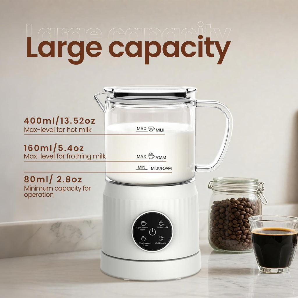 4-in-1 Electric Milk Frother and Steamer 13.52oz X7558