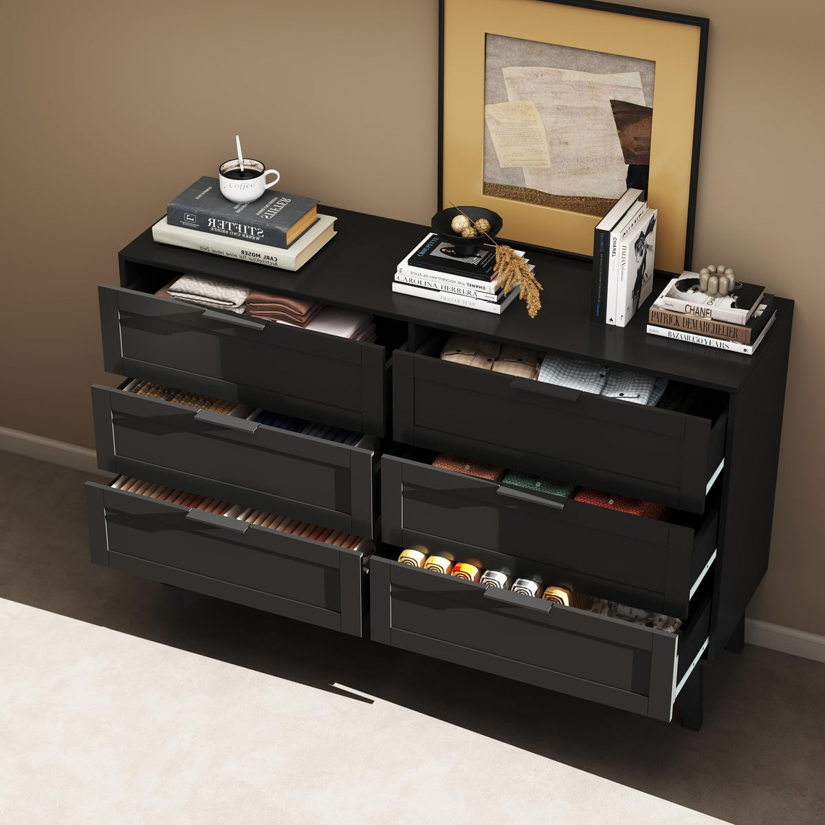 Black 6 Drawer Dresser R18947