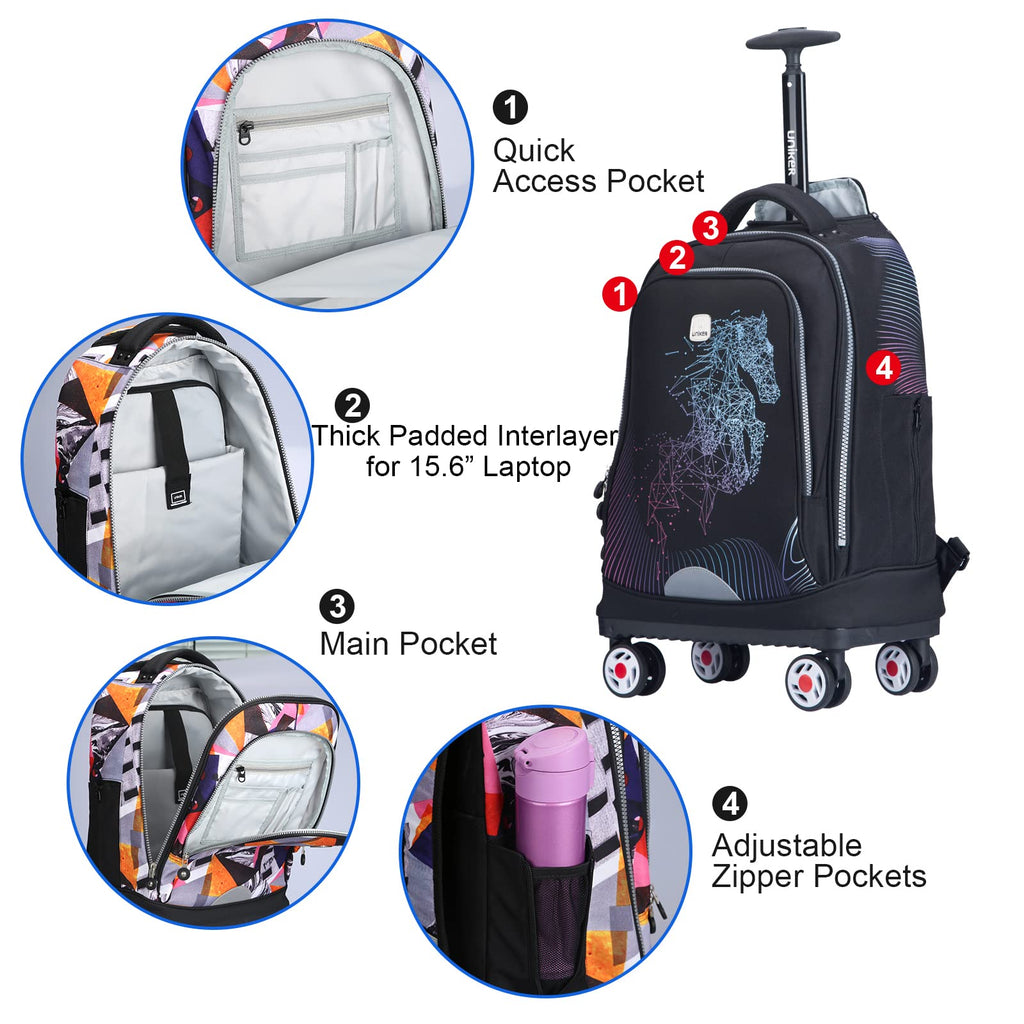 Rolling Backpack with Wheels Fits 15.6 Inch P112
