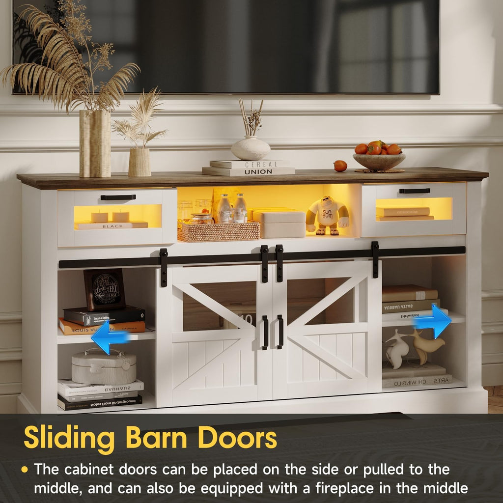TV Stand with Storage Cabinet and Sliding Barn Doors L5361