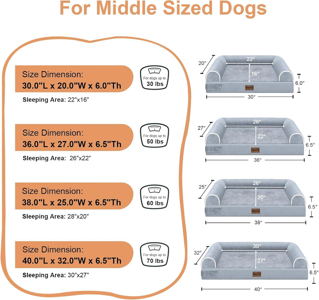 Light Grey 36 x 27 Inch Orthopedic Dog Bed R59789