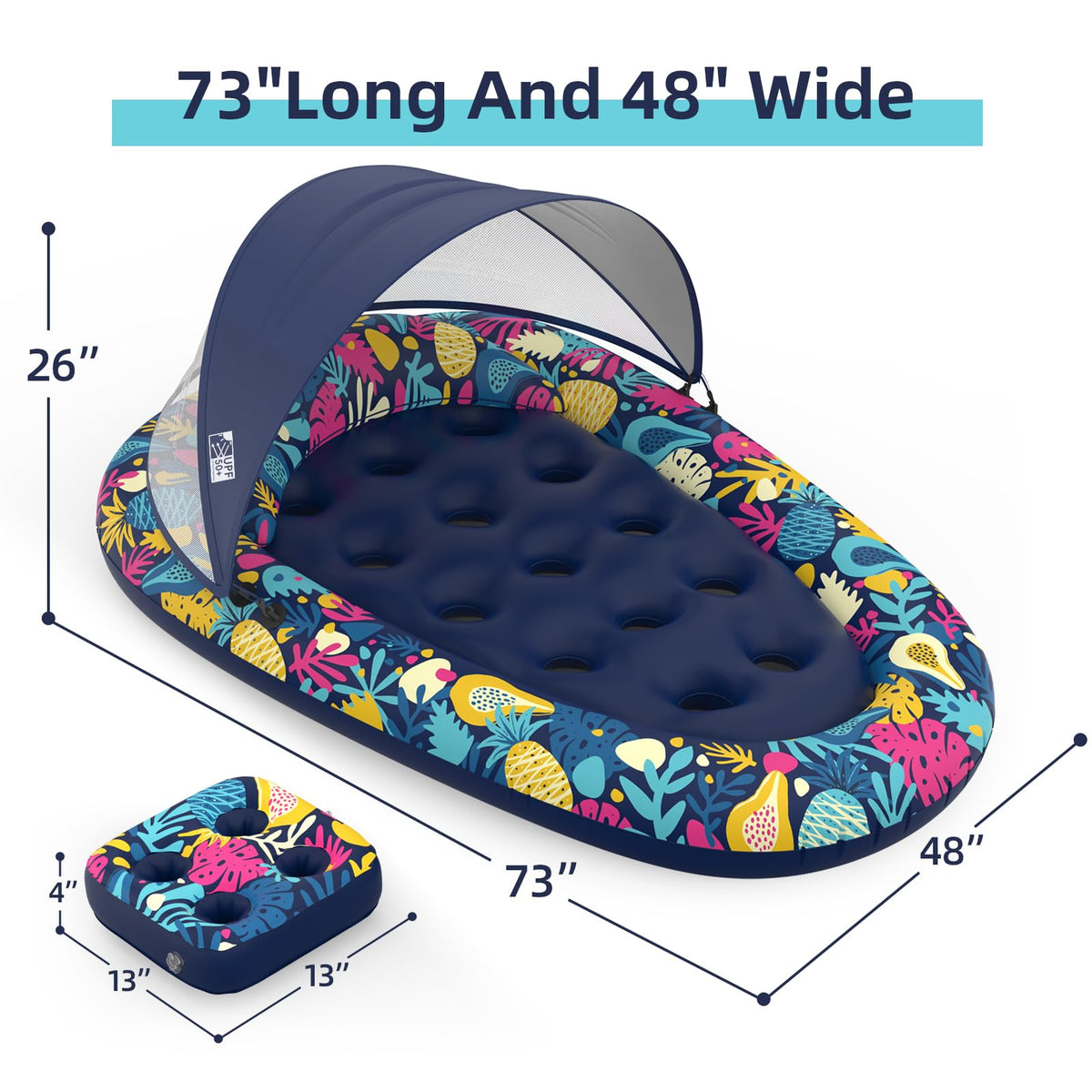 Inflatable Pool Float with Canopy Cup Holder L525