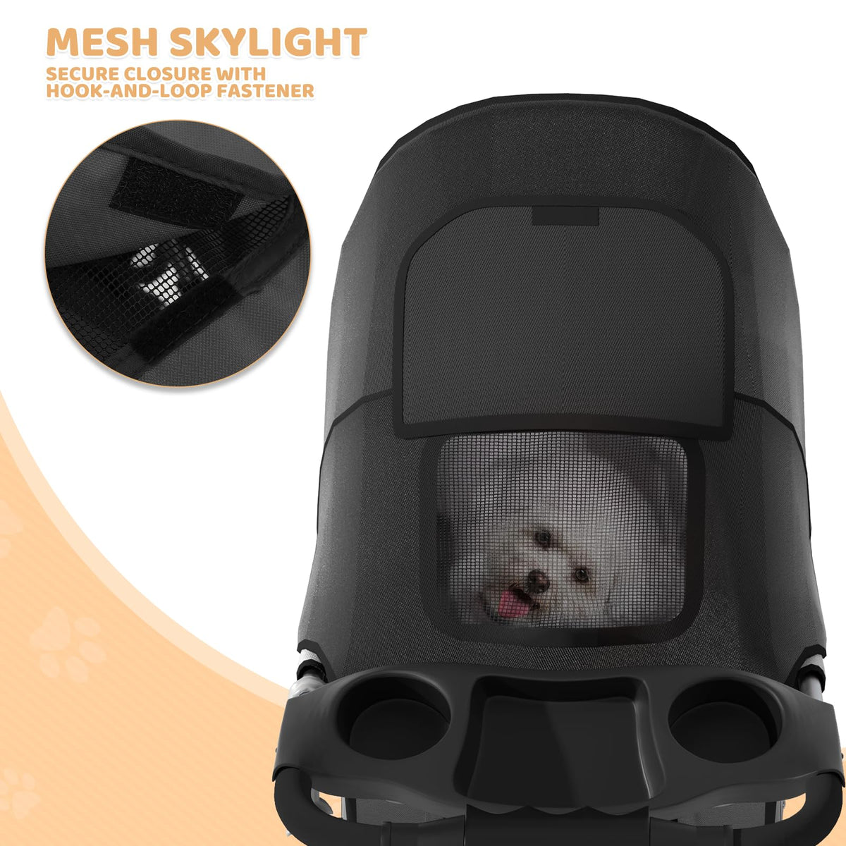 3-Wheel Pet Stroller for Small/Medium Dog Cat, Up to 33lbs, Black U8543
