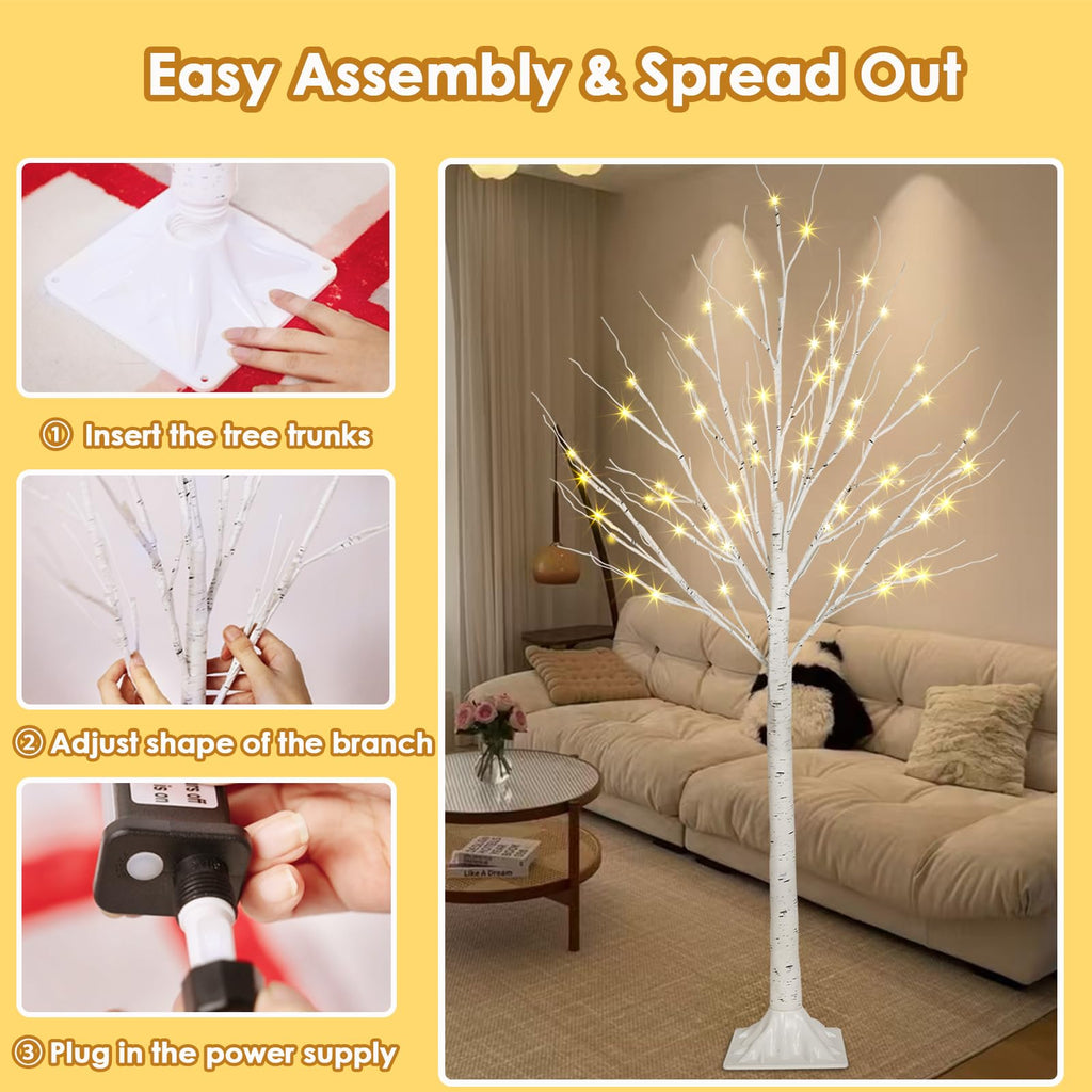 2 Pack 4FT Lighted Birch Trees L88317