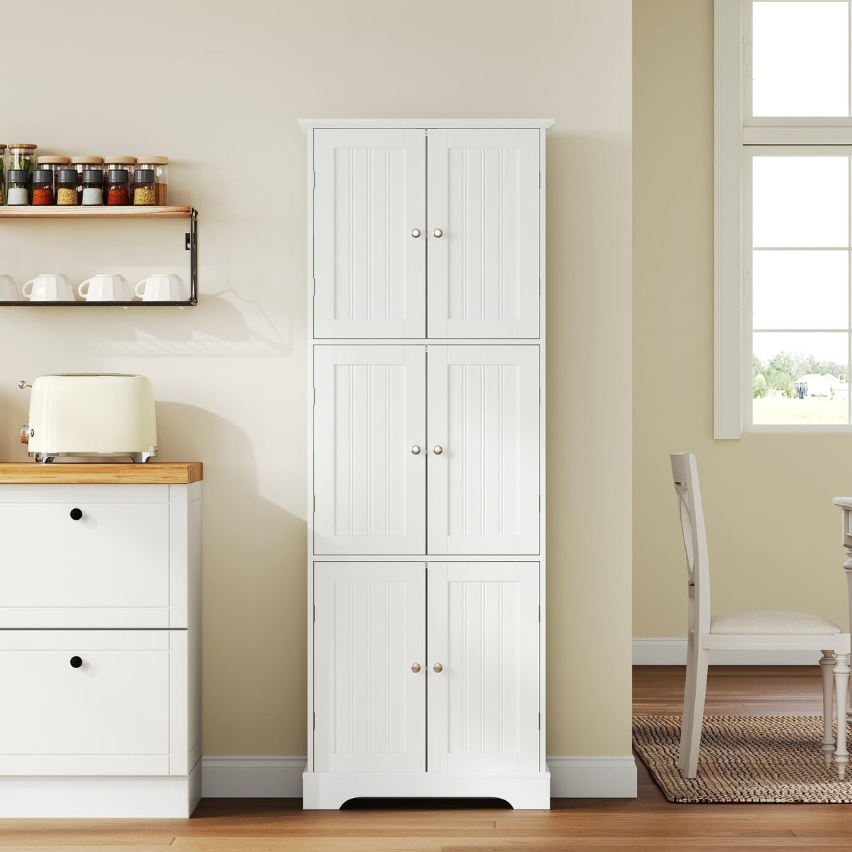 63.2" Tall Bathroom Storage Cabinet with 6 Doors F81378