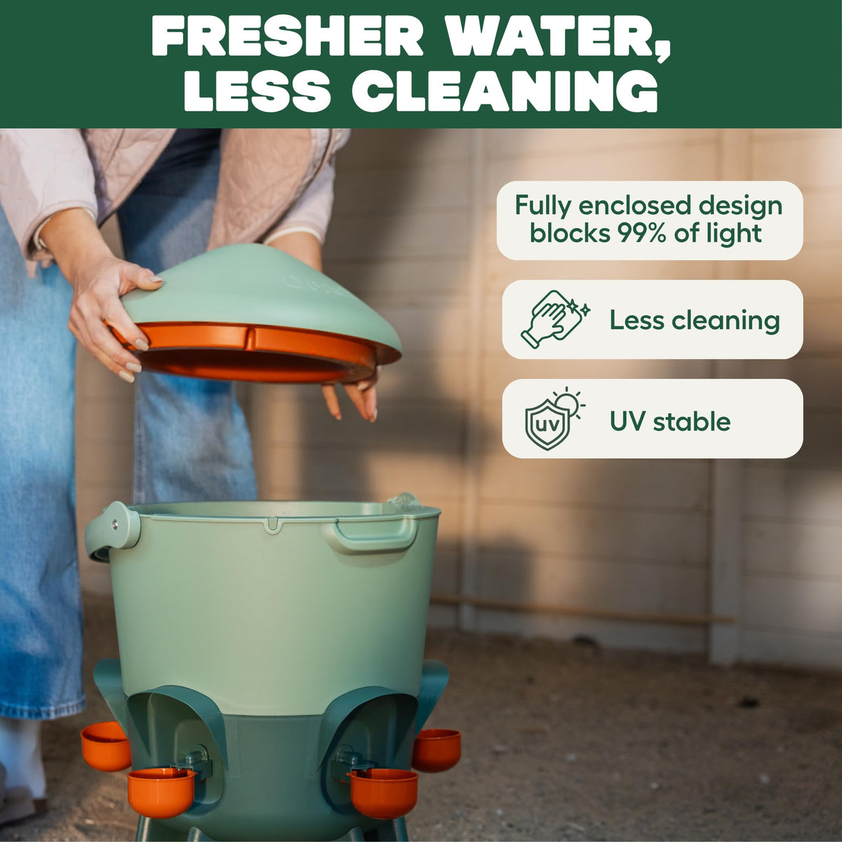 3 Gallon Insulated Chicken Waterer with Cups & Nipples F411879