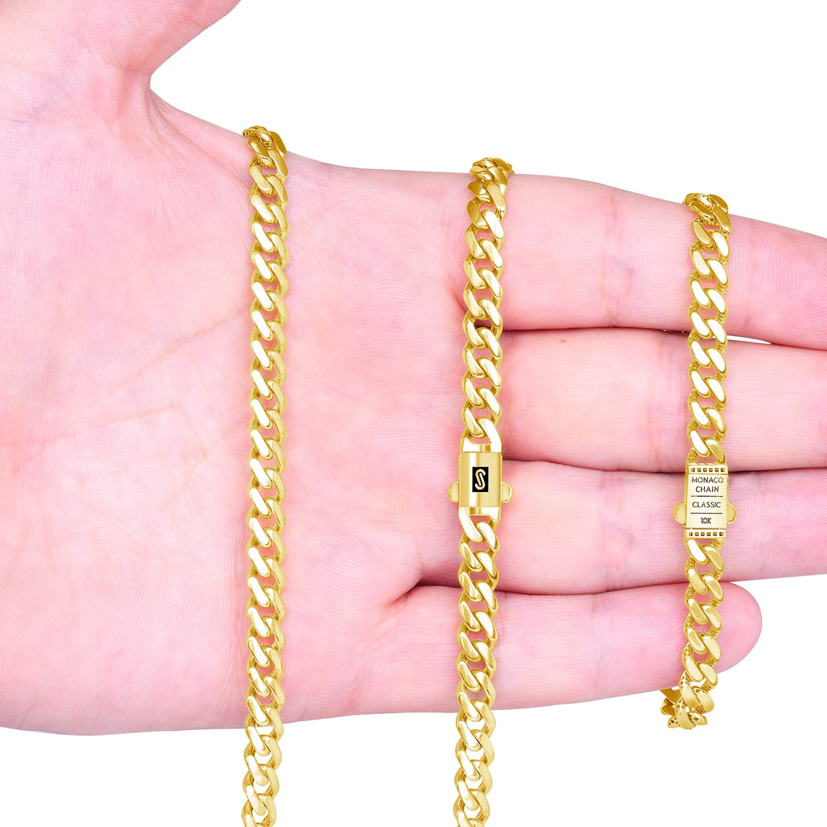 10k Yellow Gold Cuban Link Chain Necklace E417