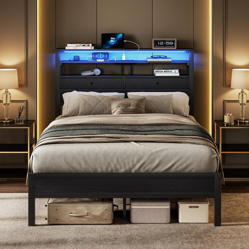Full Bed Frame with Storage Z6517