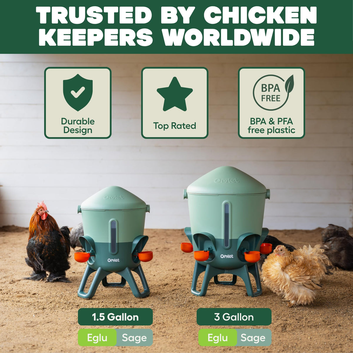 3 Gallon Insulated Chicken Waterer with Cups & Nipples F411879