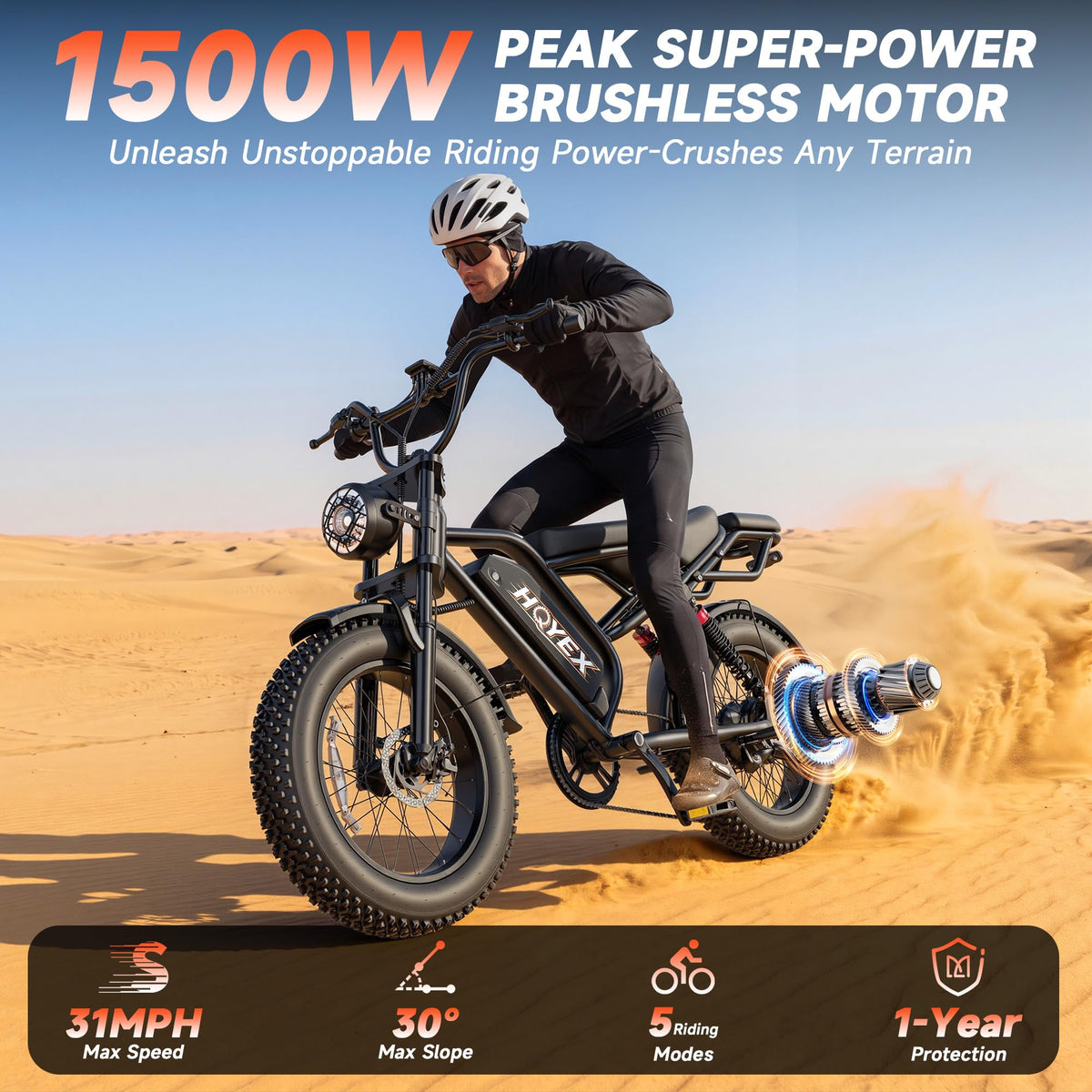 16/20" Fat Tire Electric Bike 1500W Peak Motor Removable Battery J7443
