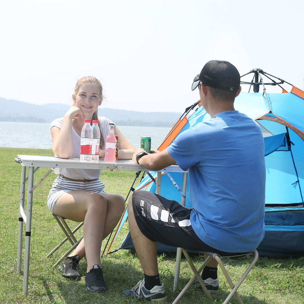 Lightweight Portable Aluminum Folding Camping Table with Adjustable Legs V93666