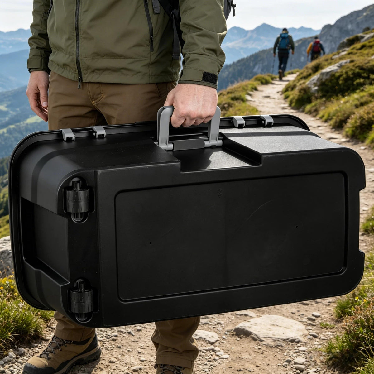 22 Gallon Black Wheeled Plastic Storage Trunk F5369