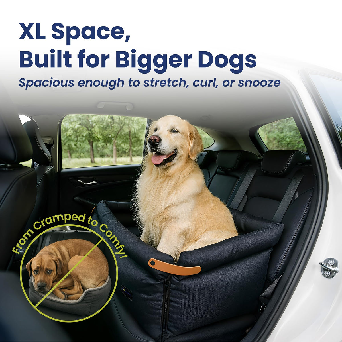 2-in-1 Pet Car Seat & Convertible Travel Dog Bed, XL, Black O8197