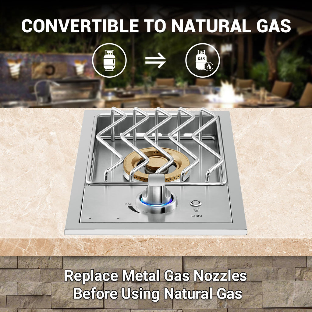 17500BTU Liquid Propane Side Burner 304 Stainless Steel F742171