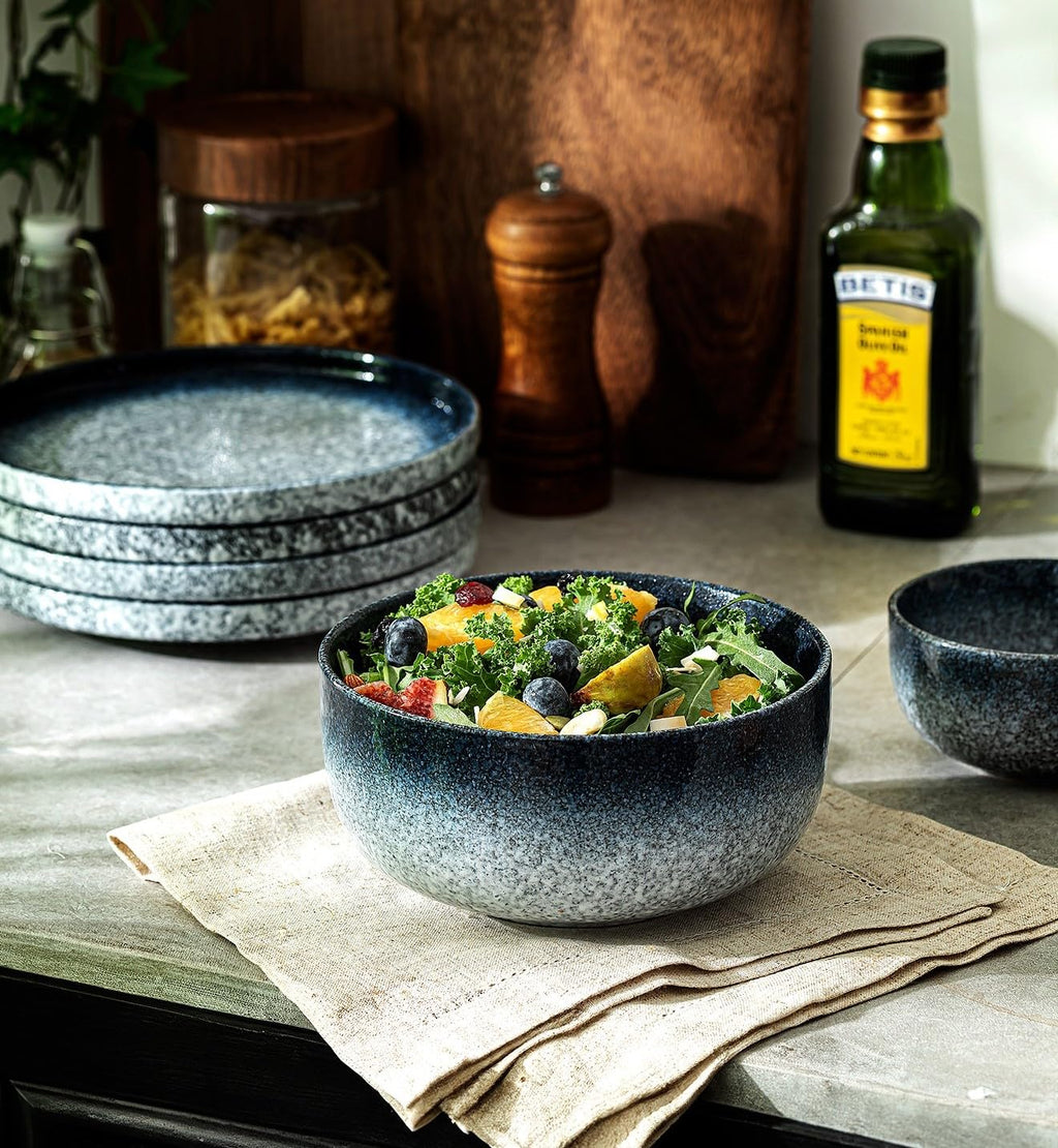 36 Ounce Ceramic Bowl Set of 4 Dark Blue A3224