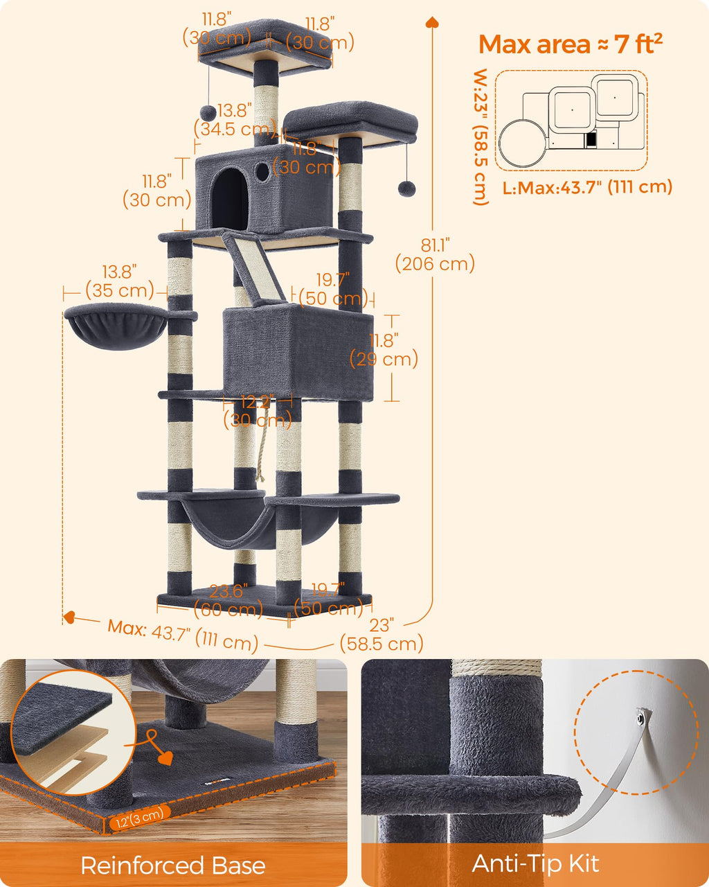 81.1-Inch Multi-Level Cat Tree S807206